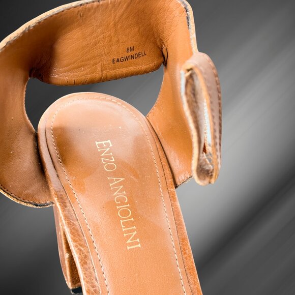 Enzo Angiolini Eagwindall Heeled Leather & Snakeskin Sandals, Size 8M - Picture 6 of 7